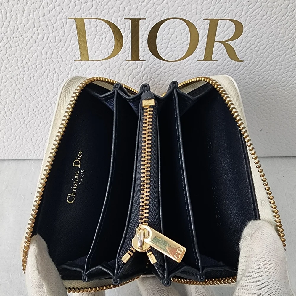 Auth Christian Dior Calfsin Vibe Voyageur Card Holder Wallet